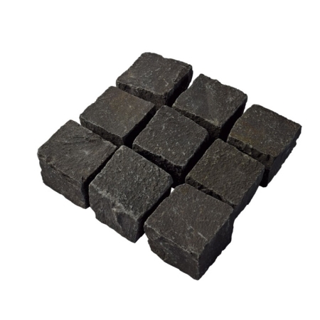 Basalt Pflaster 10/10/7-9 cm (neu) Vietnam, plangespalten in Kiste