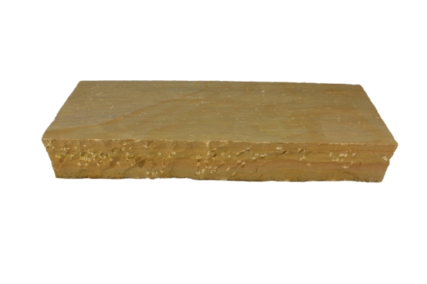 Dehli Blockstufe (Sahara Beige) ~ 14-16x35x100 cm, spaltrau/handbekantet -a.Bst.