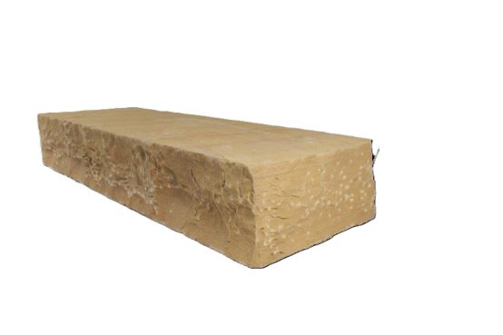 Dehli Blockstufe (Sun Yellow) ~ 14-16x35x100 cm, spaltrau/handbekantet
