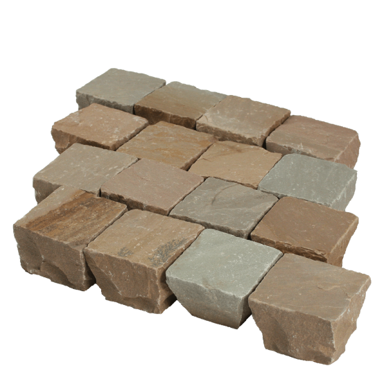Dehli Pflaster 6/6/4-6 cm (Colorado Mix) in Holzkiste