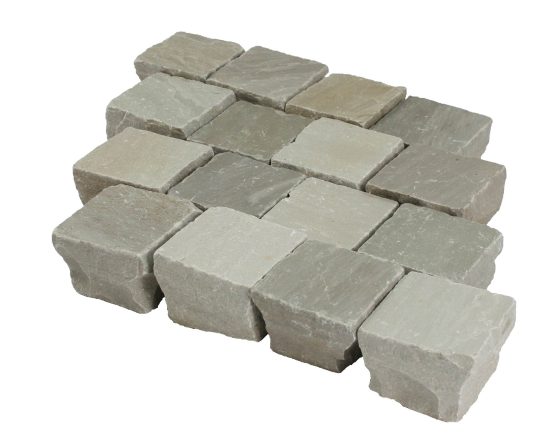 Dehli Pflaster 6/6/4-6 cm (Sky Grey) in Holzkiste