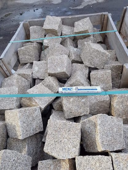 Granit Pflaster 14/16 cm Portugal (grau-gelb) in Kiste/Big-Bag