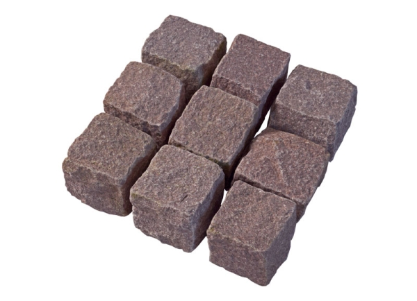 Granit Pflaster 4/6 cm Indien (Manga-rot) in Kiste/Big-Bag