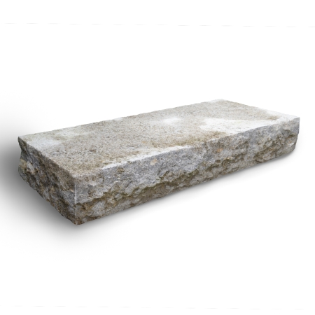 Muschelkalk Blockstufe (grau-ocker) ~ 15 x 35-40 x 100 cm, gestockt/bossiert