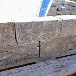 Muschelkalk Systemmauer 1 (grau-ocker) 12 x ~10 cm, freie Längen, ges. Fugen