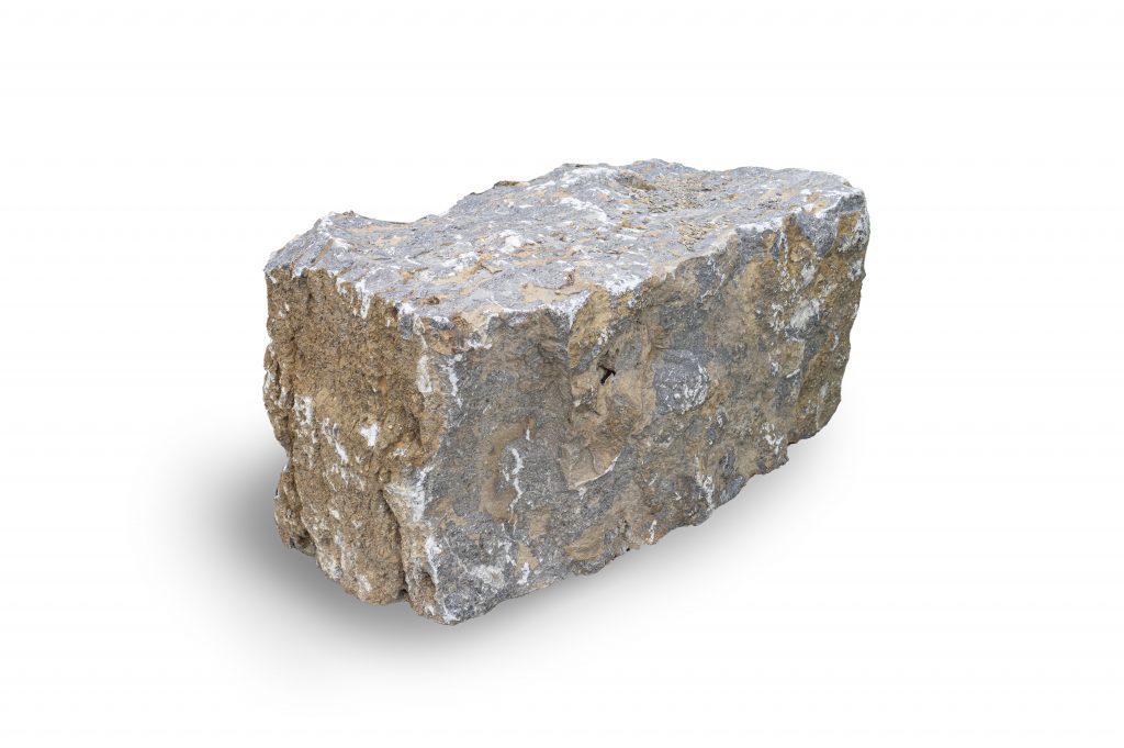 Quader Muschelkalk (grau-ocker) KL1 ~ 50 x 50-60 x 70-150 cm, auf Palette