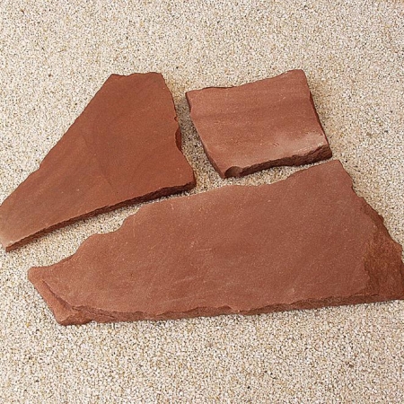 Sandstein Polygonal (odenwaldrot) 4 cm, gesägt (0,5-1 m²/St)