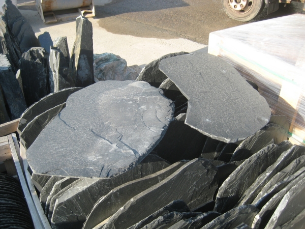 Schiefer Step Stone (schwarz) Ø 50-70 x 2-3 cm, unregelmäßige Form