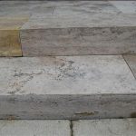 Travertin Blockstufe (beige) 15 x 35 x 100 cm, getrommelt