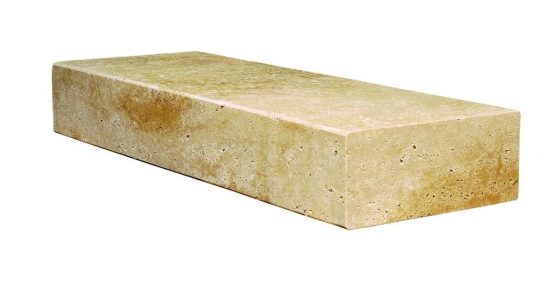 Travertin Blockstufe (goldgelb) 15 x 35 x 100 cm, OF+Ansicht geschliffen