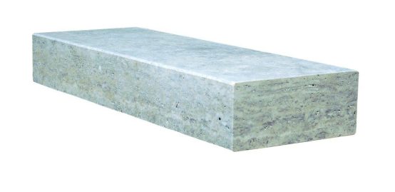 Travertin Blockstufe (grau) 15 x 35 x 100 cm, OF+Ansicht geschliffen
