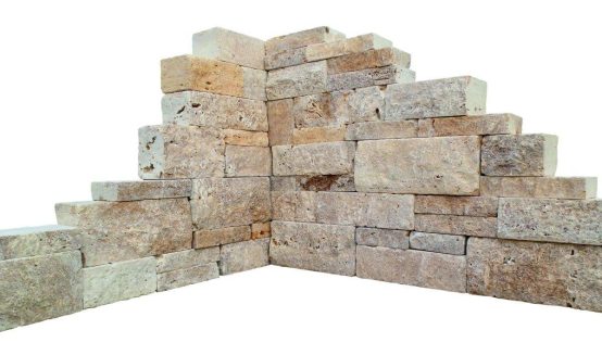 Travertin Systemmauer Dorato (gelb) 7,5/15/22,5 x 18-20 x 30-60 cm, ges./getr.