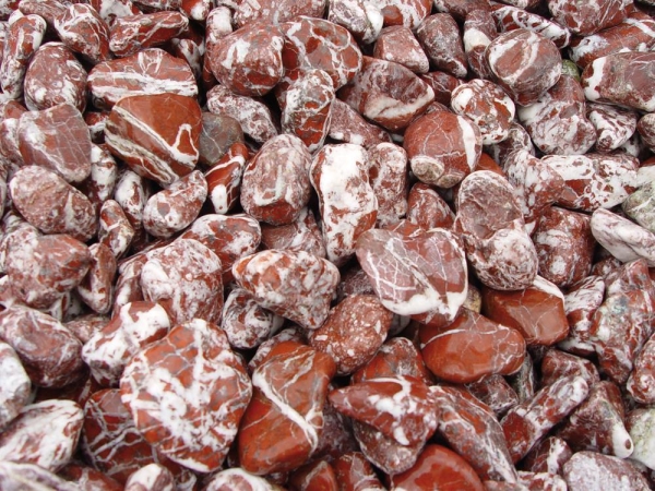 Zierkies Marmor, Rouge Royal (rot/weiß) 25/40 mm im Big-Bag